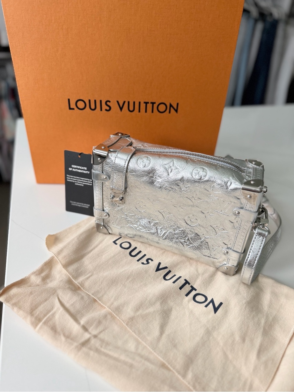 Louis Vuitton Metallic Silver Mini Trunk Crossbody